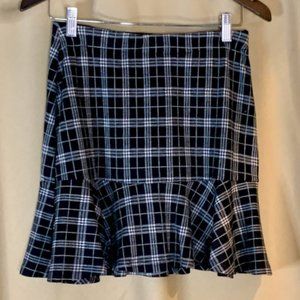 Ava | Black Plaid Ruffle Hem Skirt | Size S